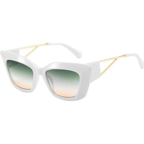 Veshion Retro Cat Eye Sunglasses for Women White Half Metal Uv400 Ladies Sun Glasses Vintage Black Fashion Summer Transparent