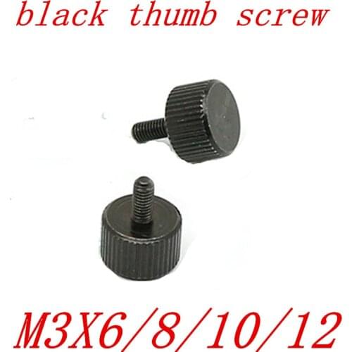 10PCS M3*6/8/10/12 Black Knurled Thumb Screw Thread Teeth Computer PC Case Toolless Adjustment Screw Tool-Free Thumbscrews