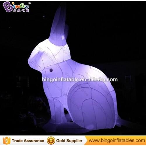 Vivid Easter 4.5 meters high LED lighting inflatable rabbit color changeful toy rabbit for decoration