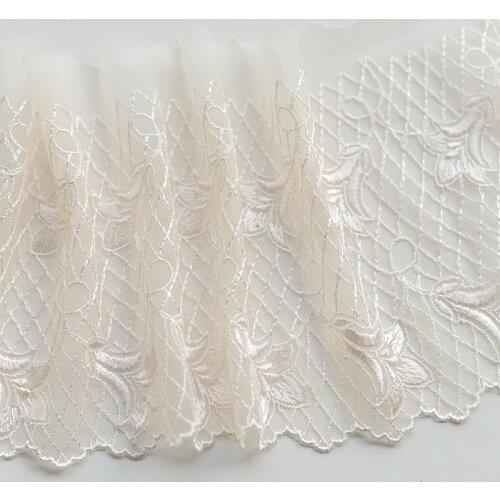 1Meters/lot 16cm wide Luxury skin color mesh embroidery lace cheongsam skirt clothing lace garment material SC186