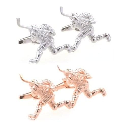 10pairs/lot Ice Hockey player Cufflinks Sport Field Hockey Ball Cuff Link Copper Plating Cufflinks Mens Jewelry Accessory