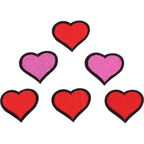 10pcs/lot Iron On Red Pink Love Heart Patch Cartoon Gilrs Clothing Appliques DIY Sewing Fabric Badge Handmade Garments Stickers