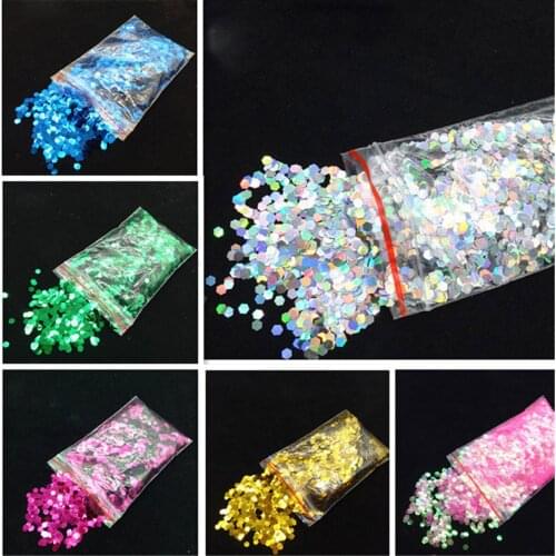 Nail Shinning Sequins 10pcs Hexagon Laser Mermaid Flakes Glitter Tips Mixed Color 3D DIY Crafts Manicure Nail Art Decorations