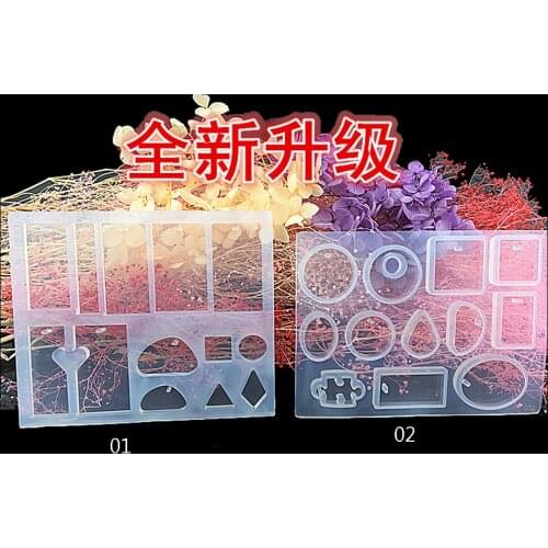 12 Patterns jewelry tool Silicone mould round oval square rectangular drop pendant mold with a hole handmade craft decoration