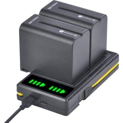 2Pc 7200mAh NP-F960 NP F970 Li-ion Battery + LCD USB Charger for Sony NP-F550 F770 F750 F960 PLM-100 CCD-TRV35 MVC-FD91 MC1500C