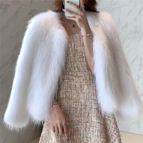 20 New Women Faux Fox Fur Coat Short fur Big Size Slim Female Fake Fur Lady Winter Long Sleeve Imitation Fur Coats Jackets 1306