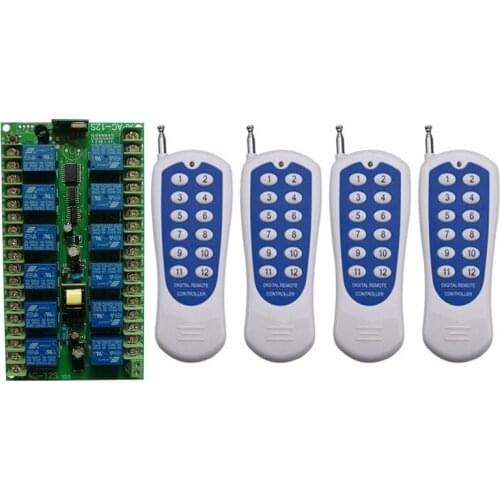 500m AC 220V 12CH Channel RF Wireless Remote Control LED Light Bulb Switch System Receiver + Transmitter, 315 433 MHz