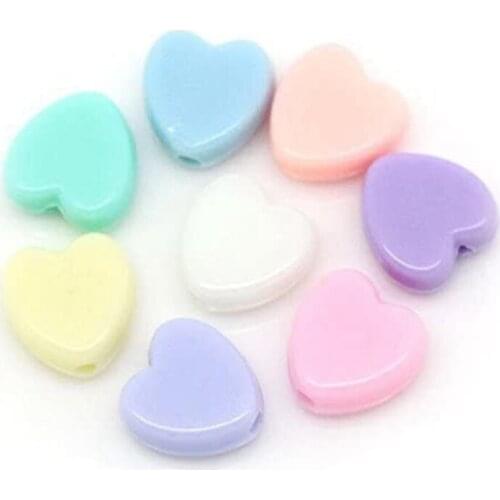 600 Pastel Acrylic Heart Beads Assorted Pastel Colors 8mm or 3/8 Inch Diameter with 1.5mm Hole for DIY Jewelry Making