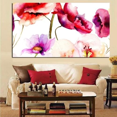 Abstract Watercolor Floral Flower Canvas Painting Modern Minimalist Alpine Orchid Poster Wall Pop Art Picture Home Cuadros Decor