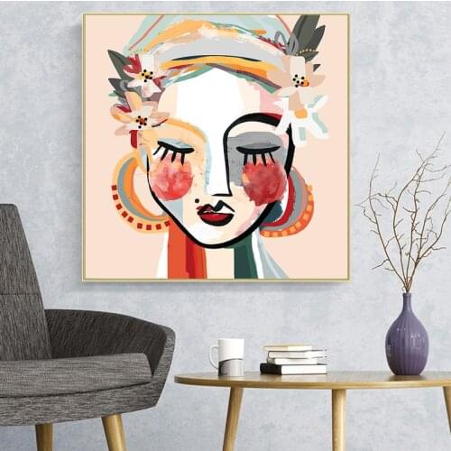 Abstract Portrait Girl Canvas Painting Graffiti Art Posters and Prints Modern Wall Art Pictures for Living Room Home Decoration