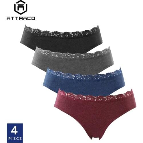 ATTRACO Women Panties Briefs Underwear Soft Ladies Cozy High Quality Mid Waist Solid Breathable Packs of 4 Hot Sale