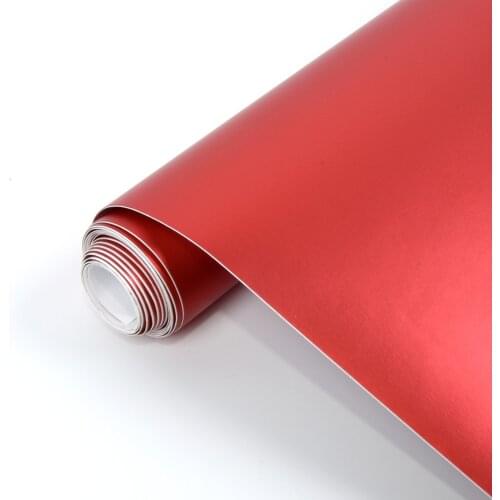 Car Wrapping Film Matt Satin Red Chrome Metallic Red Vinyl Sticker Car Foil Ice Satin Vinyl ​Film Wrap Car Sticker 30*150cm
