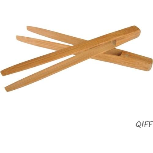 Bamboo Toaster Kitchen Tongs Long Easy Grip Toaster Serving Tongs for Cooking