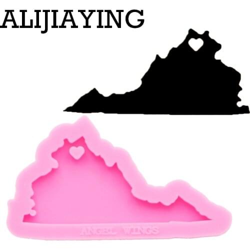 DY0222 Glitter Virginia State shape mold DIY keychain silicone molds craft keyring pendant jewelry keychains epoxy resin mould