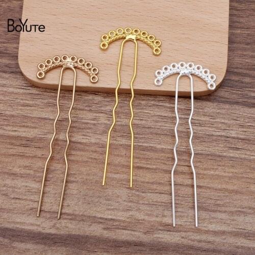 BoYuTe (20 Pieces/Lot) 12*29MM Metal Alloy Multi-Loops Hair Stick Tiara Vintage Diy Bridal Wedding Hair Jewelry Accessories