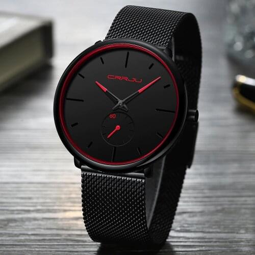 Mens Watches 2020 CRRJU Fashion Top Brand Luxury Quartz Watch Men Casual Mesh Steel Waterproof Sport Watch Relogio Masculino