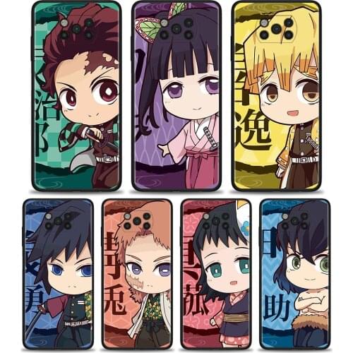 Demon Slayer Cute Characters Case For Poco X3 M3 Pro NFC F1 Cover for Mi Note 10 Pro Fundas for Mi CC9 Pro CC9E A3 A2 Coque