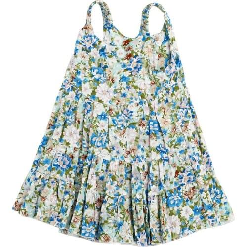 Toddler Baby Kids Sleeveless Girls Floral Printed Mini Dresses Girl Clothes Summer Section Cotton Leisure Vest Dresses