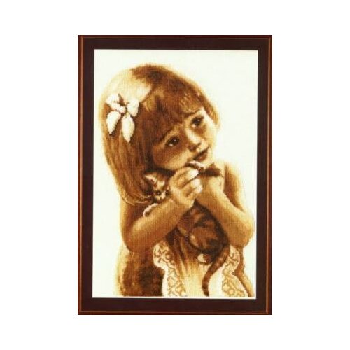 Girl Hugging a Cat. Cute kid Top Quality Embroidery Needlework 14CT Unprinted Cross Stitch Kits DIY Arts Handmade Home Decor