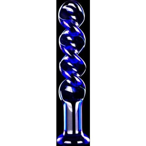 Blue Spiral Crystal Glass Dildo Anal Butt Plug Masturbation G-Spot Stimulate Sexy Toys Anal Dildo Sex Products For Woman Man