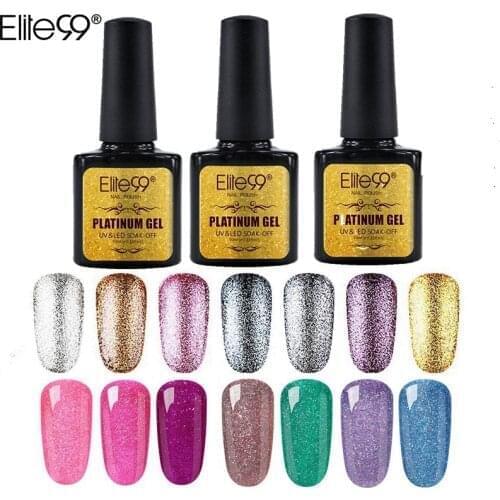 Elite99 Nail Art 10ml Bling Shimmer Platinum UV Gel Super Diamond Neon Nail Gel Shining Glitter Sequin Starry Platinum Paint Gel