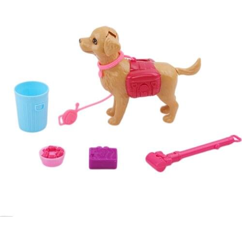 Hot Sale Doll Play House Early Education Dog Pet Sets Dog Food Bones Outside Plastic Dollhouse Accessories Puppet Toy