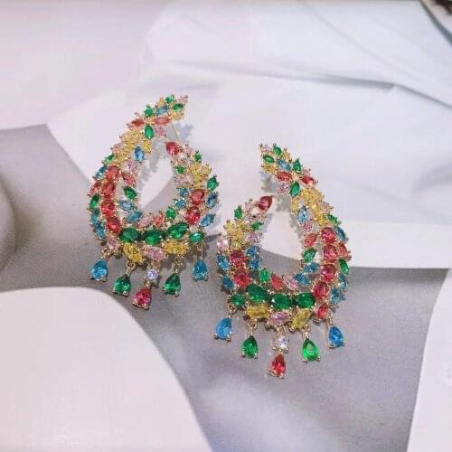 HIBRIDE Luxury Romantic Water Drop Design Zirconia Drop Earrings for Women Fashion Party Brincos boucles d oreille femme E-454