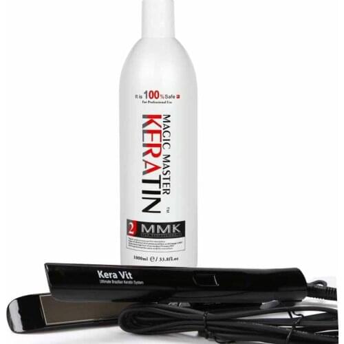 Coconut Smell MMK 1000ml Keratin Magic Master Keratin Treatment + Hair Straighter Flat Iron with LCD
