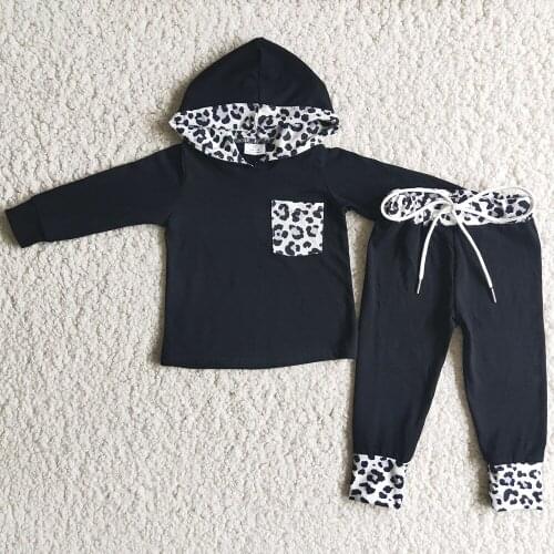 Hot Sale Kids Designer Clothes Boys Hoodies Sets Fall Baby Boys Clothing Sets Leopard Fashion Kids Boutique Clothing Hoodies Set