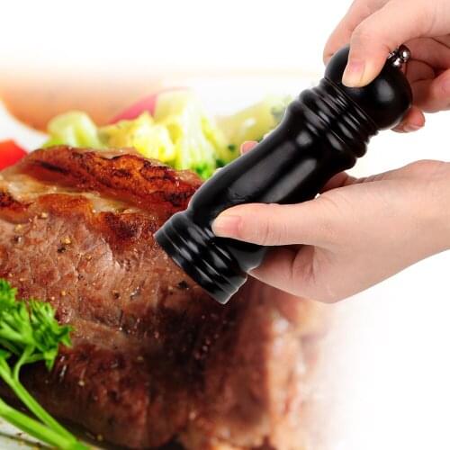 Pepper Mill with Strong Adjustable Ceramic Grinder Kitchen Cooking BBQ Tools Manual Control Solid Wood Salt and Pepper Mills