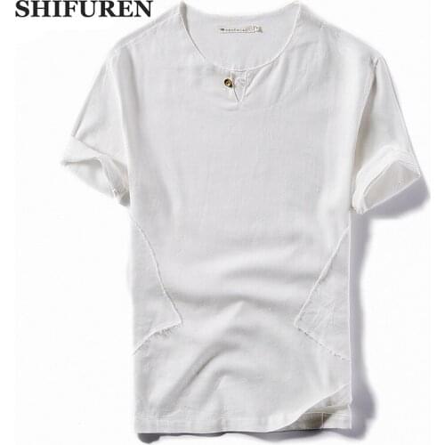 SHIFUREN Summer Breathable Men Thin Cotton Linen Shirts Short Sleeve Retro Chinese Style Male Social Shirts Tops Size M-4XL