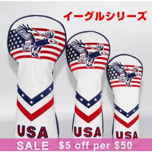 Golf Club Wood Headcovers Set USA Eagle Golf Wood Cover 1 3 5 Driver Fairway Rescue Hybrid Headcovers with tag Free Shipping