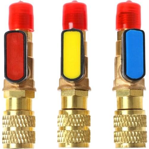 2020 New 1/4" Male to 5/16" Female SAE R410A Refrigerant Straight Ball Valve AC Charging