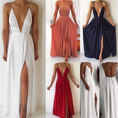 Bigsweety Sexy Maxi Dress Women Sleeveless Backless Boho Long Dress Bridesmaid Formal Summer Party Bandage Slit Dress Vestidos