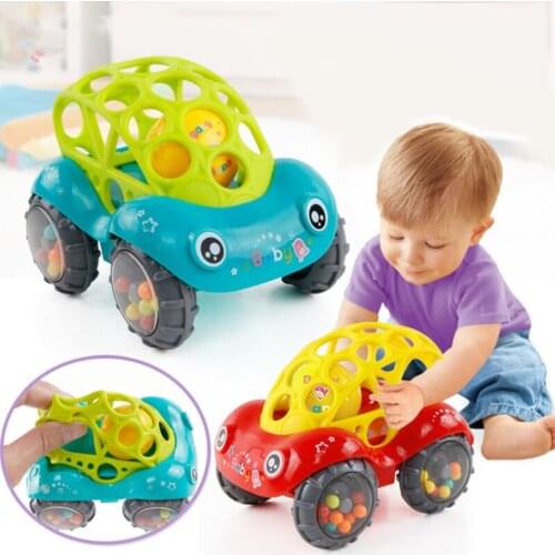 Rattle Roll Car Ball Play Toy Kids Game Gifts Shaking Bell Shaking Bell Interactive Toys baby Hand Catch Soft Rubber Toy