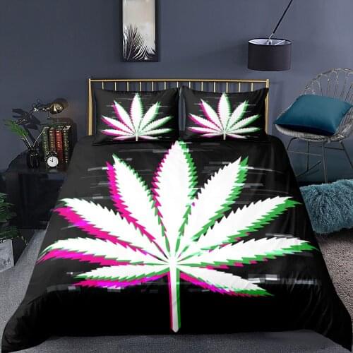 Maple Leaf Print Bedding 2/3pcs Duvet Cover Set Bedroom Decor Plant Quilt Cover (Single/Twin/Double/Full/Queen/King)