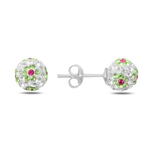 Silverlina Silver Zircon Stone Ball Earrings