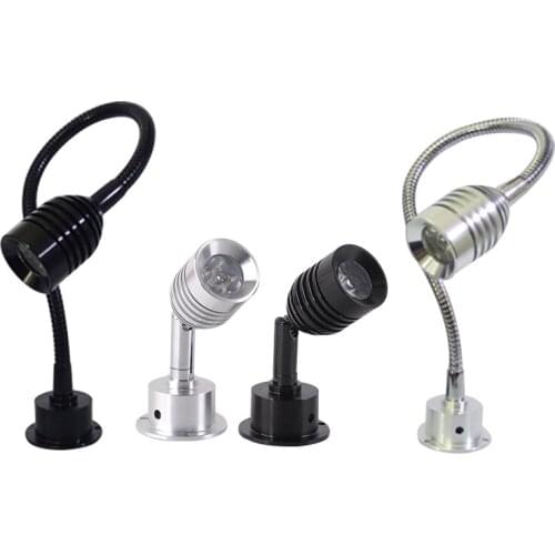 Modern LED Wall Lamp Flexible Hose 1W 3W Light Black Silver Bathroom Mirror Study Fixtures Reading Header Luminaire LED Lamps