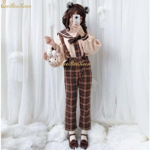 Student Suit College Uniform Strap pants Female Spring/Autumn Fashion Foreign Cool Girl Suit Sweet Lolita Cosplay 2pcs Uniform