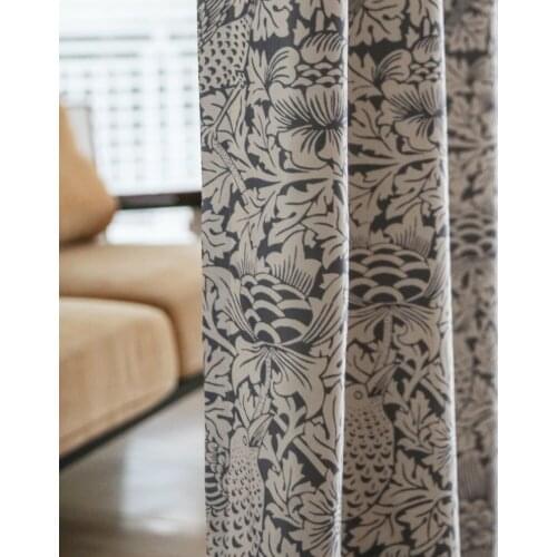 William Morris American British Curtain Retro Light Luxury High Precision Blackout Curtains for Living Dining Room Bedroom
