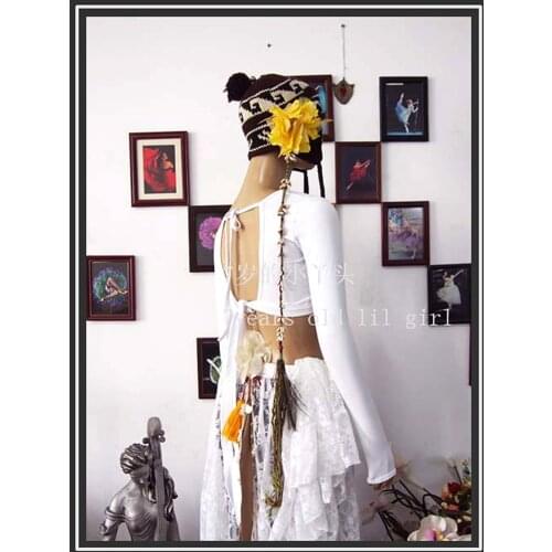 Lycra Cotton Belly Dance Iong Sleeve Choli Top Velvet Fat Chance Tribal LB23 28