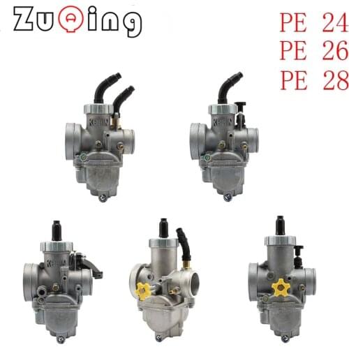 High Perfromance Motorcycle Carburetor Carb PE24 PE26 PE28 24mm 26mm 28mm Manual Auto Flat Slide For Scooter Moped ATV Dirt Bike