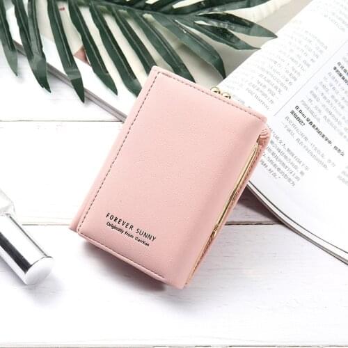 Wallet Women New Lady Short Women Wallets Black Red Color Mini Money Purses Small Fold PU Leather Female Coin Purse Card Holder