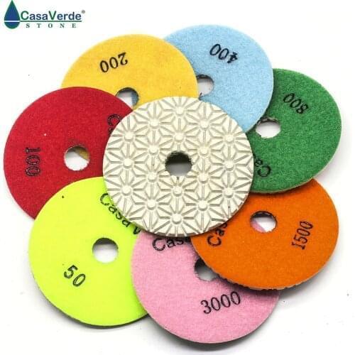 1pcs/lot New type 4 inch 100mm with 3.0mm diamond granite dry or wet polishing pads for polishing granite and marble