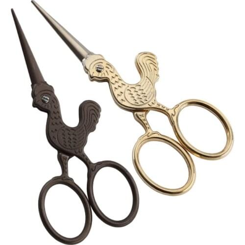 1Pcs Chicken Shape Vintage Stainless Steel Scissors Embroidery Sewing Tools Crane Shape Stork Measures Retro Shears