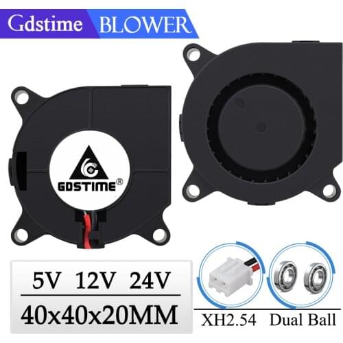 2 Pcs Gdstime 4cm 40mm x 20mm 4020 5V 12V 24V Computer Case Brushless DC Axial Dual Ball Cooler Fan 40*20mm Cooling blower Fan