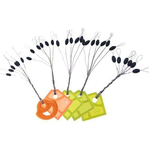 20-pack 6th Black Rubber Fishing Weight Stoppers Oval Stopper Fishing Bobber Float Space Beans Bass Carp Fishing Accessories