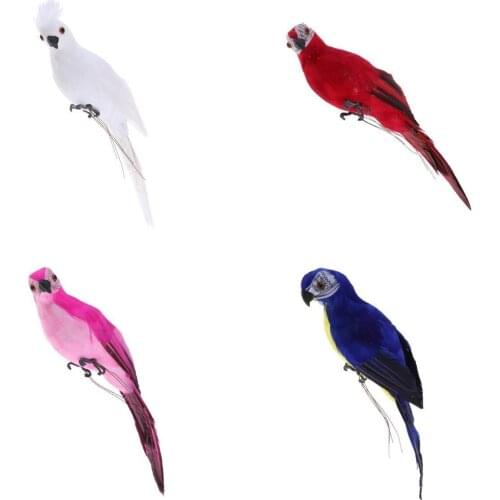 4pcs Realistic Vivid Macaw Parrot Figurines Birds Model Garden Ornament