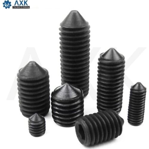 Grub Screws Hex Socket Set Black Stainless Steel Stainlness 50pcs Din914 M3 M4 M5 Trade 12.9 One Point Hexagon Axk Metalworking