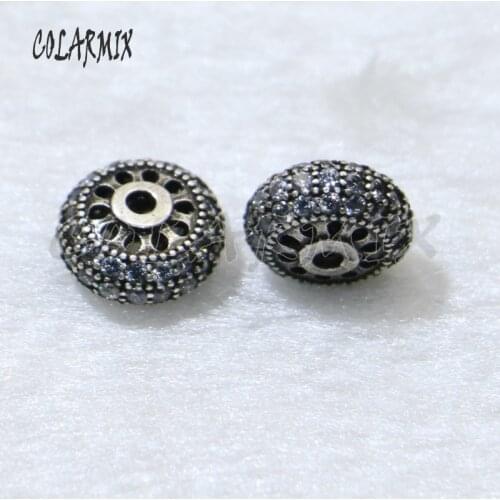 8Pcs Round Zircon Charms bead Retro color jewelry charms Accessories for jewelry making zircon pendant gift for lady 50099